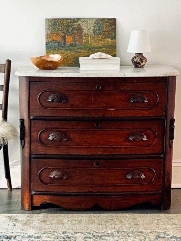 Vintage Marble Top Chest of Drawers - Image 4