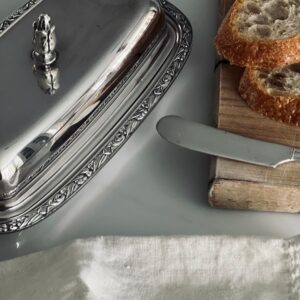 Vintage Glass and Metal Butter Holder